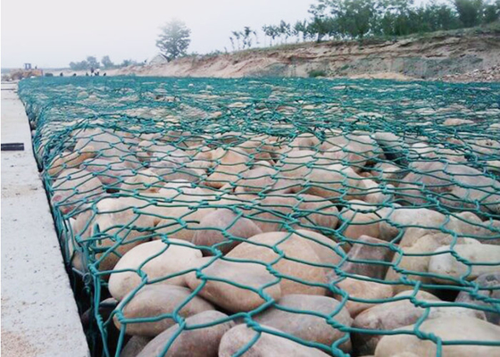 6×2×0.3m 녹색 PVC 입히는 Gabion 바구니 Reno 매트리스 0.15m 고도